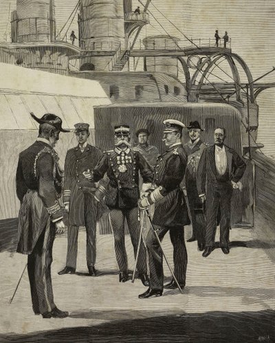 Almanya İmparatoru Wilhelm II (1859-1941) Sicilia zırhlısını ziyaret ederken, Venedik, İtalya, L