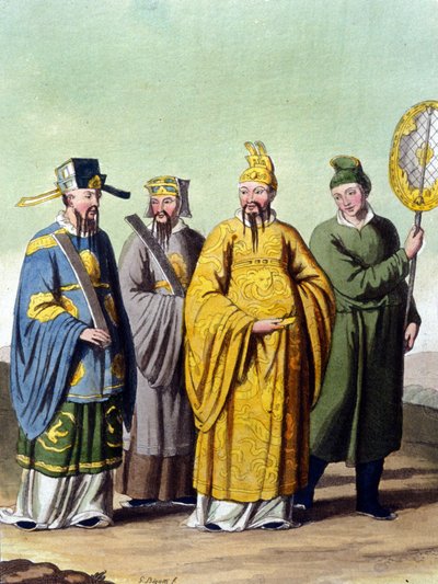 Mandarinlerle çevrili Çin İmparatoru - J. Ferrario, ed. Milano by Unknown artist