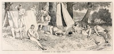 Thames Kürek Kulübü'nün kampı.? ?Henley Regatta'daki bir buhar lansmanından eskizler? Temmuz 1878'de yayınlandı by Unknown