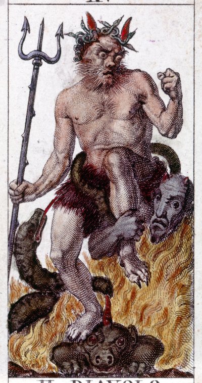 19. yüzyıldan kalma bir tarot oyununun haritasına gravür. by Unknown artist