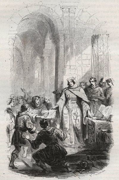 Lüksemburg Kontesi Ermesinde - Lüksemburglu Ermesinde Iere tarafından Lüksemburg sakinlerine 1243 yılında verilen posta ücreti beyannamesi - Theodore Juste (1818-1888) tarafından "İlkel zamanlardan I. Leopold