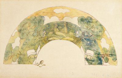 Evantail - Bretons Au Bord De La Mer (Fan - Bretons By The Sea) (el boyamalı çinkograf ve monotip) by Unknown artist