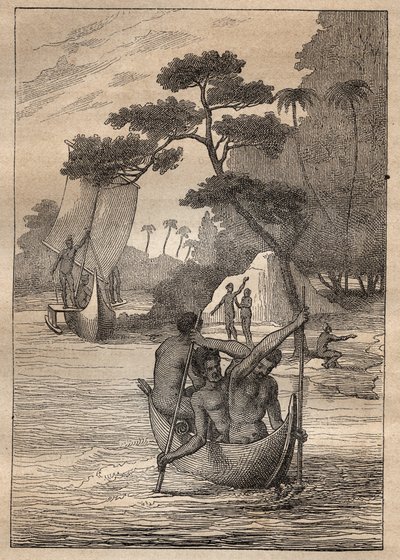 Nicolas Thomas Marion-Dufresne (Marion Dufresne) (1729-1772) tarafından keşif gezisi: Admiraut adalarından kanolar (Bismarck Takımadaları, Papua Yeni Gine) - "" 18. Yüzyılın Büyük Denizcileri"nden alınan çizim" by Unknown artist