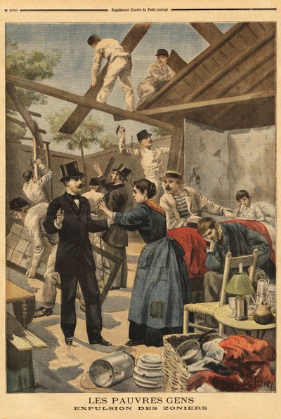 Gentilly kapısındaki askeri bölgeye kurulan kışlaların sınır dışı edilmesi ve unsurları. “” Le petit dergi” deki illüstrasyon 23/06/1895. by Unknown artist