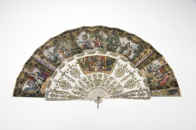 Fan, c.1860, Basılı ve boyalı kağıt, sedef, altın, gümüş ve bakır metaller ve ayna, Yapıcı bilinmiyor by Unknown artist