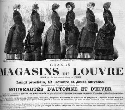 19. yüzyıl kadınsı modası: Louvre alışveriş merkezlerinin reklamı by Unknown artist