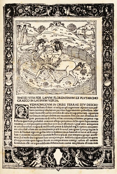 Minotauro ile Teseo'nun Dövüşü (tahta baskı) by Unknown artist
