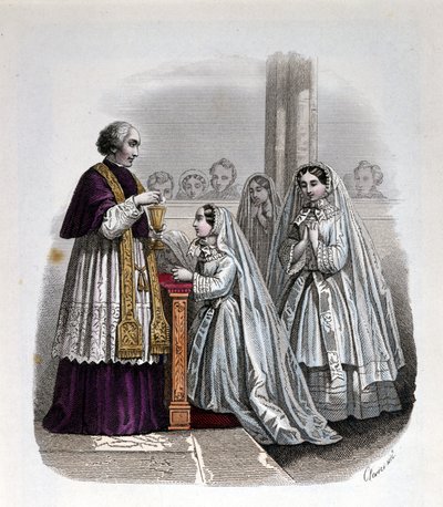 İlk komünyon sahnesi, gravür by Unknown artist