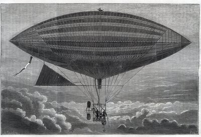 Helise ilk elektrikli aerostat, Albert (1839-1906) ve Gaston Tissandier (Tissendier) (1843-1899) tarafından denendi, 8 Ekim Pazartesi günü “La Nature” dergisinin editörü Fransız bilim adamı by Unknown artist