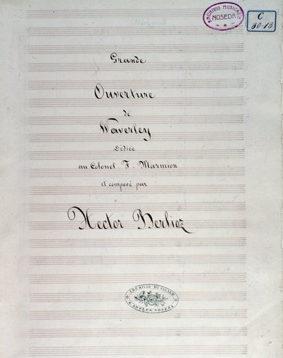 Hector Berlioz tarafından Waverley opus 1, uvertürü için notaların ilk sayfası by Unknown artist