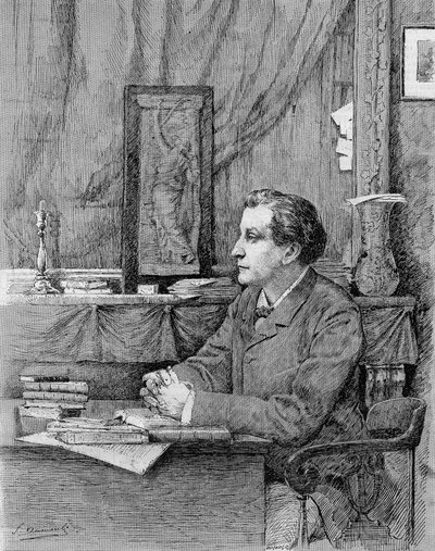 François Coppée (1842-1908), Fransız şair ve oyun yazarı. Çizim M.F. Desmoulins.1885. by Unknown artist