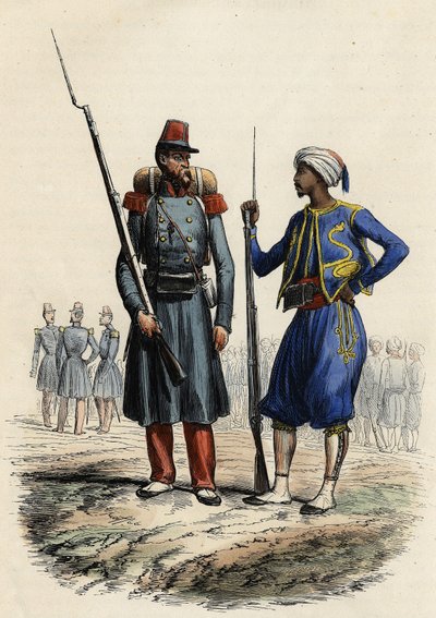 Fransız askeri üniforması: Solda, yabancı bir lejyon oluşturuldu ve 1831