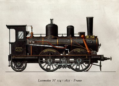Fransız treni: Lokomotif Numero 154, 1855. Gravür. Paris, Dekoratif Sanatlar by Unknown artist