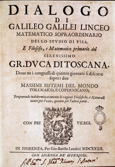 Papa Urban VIII tarafından astronom ve fizikçi Galileo Galilei dit Galilee