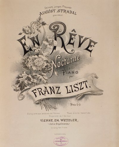 Franz Liszt (1811-1886) tarafından "" En reve "" puanının cephesi 19. yüzyıl Bologna, sivil müzik müzesi by Unknown artist
