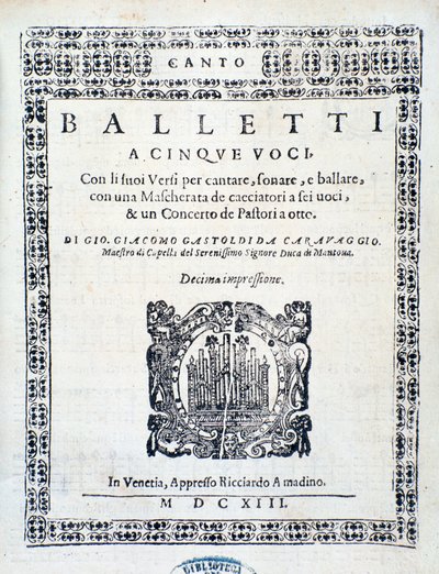 Giovanni Giacomo Gastoldi tarafından beş ses için Balletti