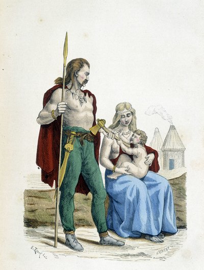 İlkel zamanların Galya ailesi - “” Yüzyıllar boyunca Paris Kostümleri”nde” by Unknown artist