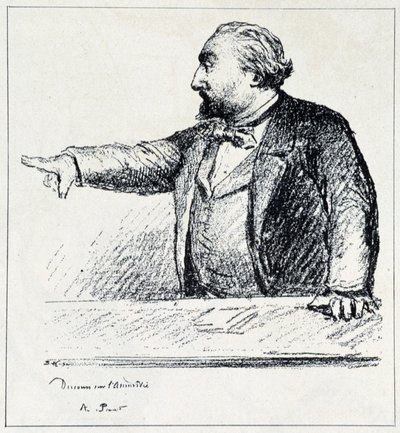 Gambetta Uluslararası Af Örgütü hakkındaki konuşmasını yapıyor. by Unknown artist