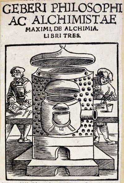 Bir simya anlaşmasının Geberi philosophi ac alchimista başlık sayfası. Geber (v721-v815), Arap Simyacı by Unknown artist