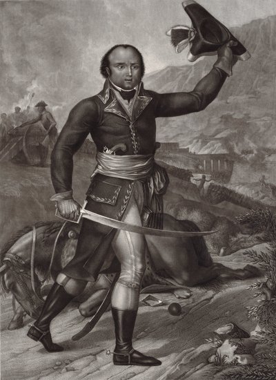 Fransız Cumhuriyetçi ordu subayı üniformalı General Thomas-Alexandre Dumas -Alexandre Davy de la Pailleterie Dumas (1762-1806) dedi Fransız subayı Fransız yazar Alexandre Dumas