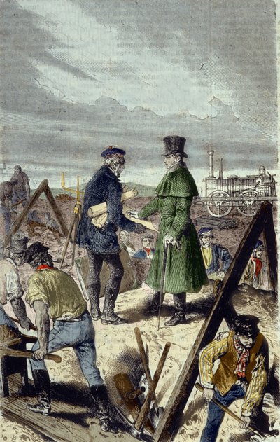 Georges Stephenson (1781-1848), İngiliz mühendis, ilk lokomotifiyle Liverpool Manchester Yolu