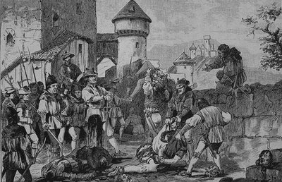 Alman Köylü Savaşı (1524-1526): Maichau kalesinin fırtınasından sonra by Unknown artist