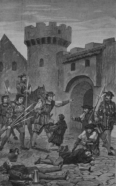 Alman Köylü Savaşı (1524-1526): Marbach#39;taki eşek kapısı by Unknown artist