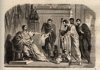 Gordian I (158-238) imparatorluk haysiyetini reddediyor - Gordian I (Marcus Antonius Gordianus Sempronianus Romanus Africanus) imparatorluk onurunu reddetti - Joseph Decembre ve Edmond Allonier