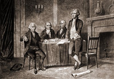 Vali Morris (1752-1816), Adams, Hamilton ve Jefferson ile birlikte. by Unknown artist