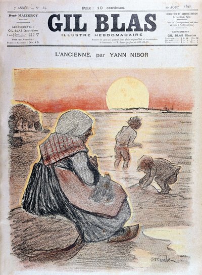 Batan güneşte anneanne ve çocuklar, “” Gil Blas”” 20 Ağustos by Unknown artist