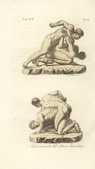 Pankration dövüş sanatında yarışan Yunan sporcular by Unknown artist