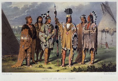 Altı Kızılderili Şefi Grubu - Paul Kane, Longmans & Roberts, Londra tarafından “Kuzey Amerika Kızılderilileri Arasında Bir Sanatçının Gezintisi”nde by Unknown artist