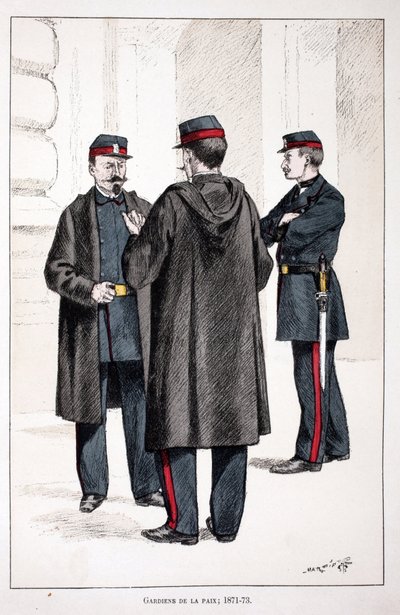 Barış Muhafızları (1871-1873). Renklerle gravür, illüstrasyon için, Seine polisi Louis Lepine (1846-1933) himayesinde, Alfred Rey (1864-?) ve Louis Feron tarafından yayınlanan “Barış Gücü Kolordu Tarihi”” kitabı by Unknown artist