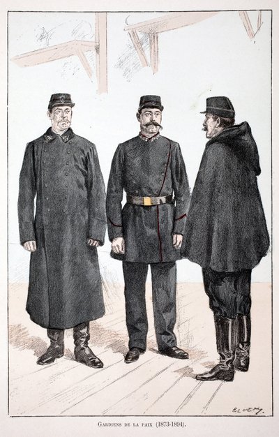 Barış Muhafızları (1873-1894). Renklerle gravür, illüstrasyon için, Seine polisi Louis Lepine (1846-1933) himayesinde, Alfred Rey (1864-?) ve Louis Feron tarafından yayınlanan “Barış Gücü Kolordu Tarihi”” kitabı by Unknown artist
