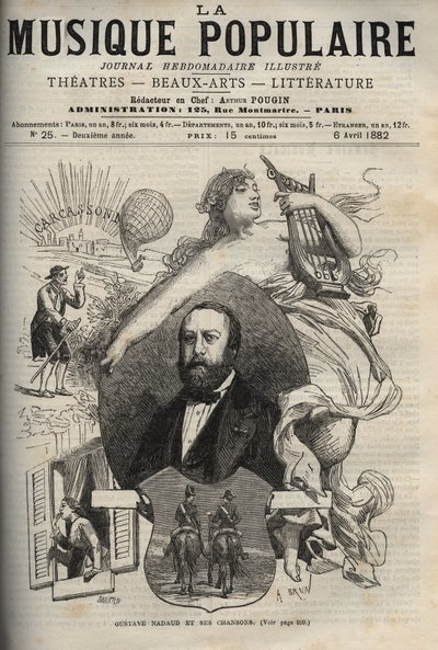 Gustave Nadaud (1820-1893), Fransız söz yazarı ve şarkıları - “La musique populaire”de gravür”” ünlü haftalık gazete - 1882 by Unknown artist