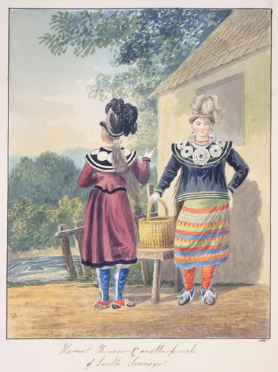 Harriet Huronne ve Lorette Sauvage'dan başka bir kadın, 1843-50 civarı (suluboya) by Unknown artist