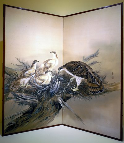 Şahinler, Yuva ve Kırık Ağaç (ipek üzerine mürekkep ve renkler) by Unknown artist