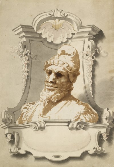 İnsan Başı, 17. yüzyıl civarı (bistrede fırça çizimi) by Unknown artist