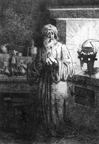 Hennig Brand veya Hennig Brandt Alman Simyacı fosforu keşfediyor. by Unknown artist