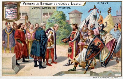 Eldivenin tarihi: yatırımın sembolü olarak eldiven - Liebig kromolitografisi by Unknown artist