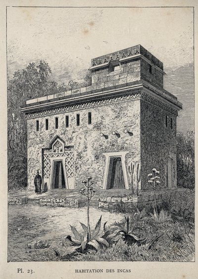 İnkaların Barınması - Bay Charles GARNIER tarafından "1889 Evrensel Sergisinde insan yerleşiminin tarihi" bölümünde 1889 gravürü - Librairie centrale des beaux-arts Paris 1889 by Unknown artist