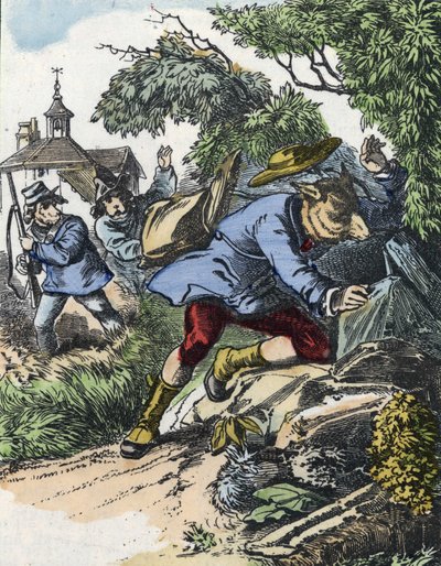 “İyi Anne Koyun” masalının illüstrasyonu. “” Küçükler için evden masallar” da. 19. yüzyılın anonim gravürü. by Unknown artist