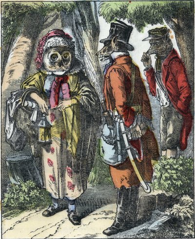“İyi Anne Koyun” masalının illüstrasyonu. “” Küçükler için evden masallar” da. 19. yüzyılın anonim gravürü. by Unknown artist