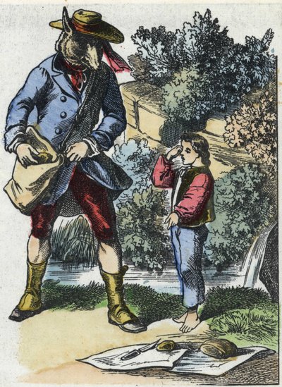 “İyi Anne Koyun” masalının illüstrasyonu. “” Küçükler için evden masallar” da. 19. yüzyılın anonim gravürü. by Unknown artist