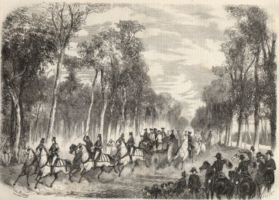Napolyon III (1808-1873) ve Imperatrice Eugenie (1826-1920) huzurunda Compiegne
