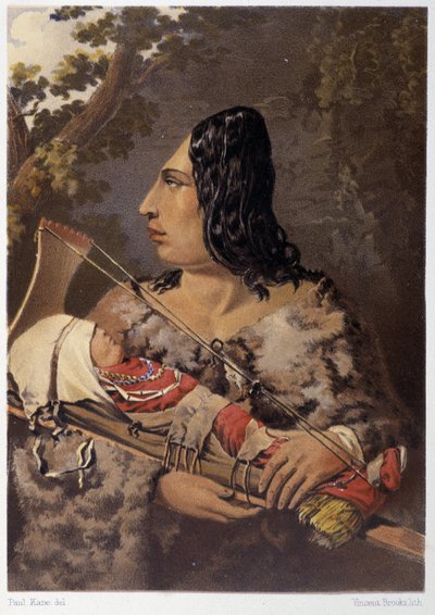 Hintli kadın ve bebeği - Paul Kane, Longmans & Roberts, Londra, “Kuzey Amerika Kızılderilileri Arasında Bir Sanatçının Gezintisi”nde by Unknown artist