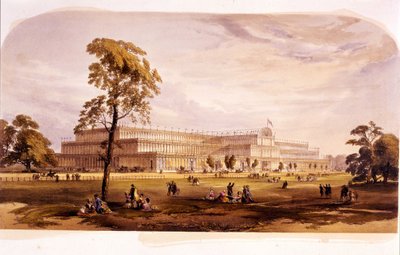 Sanayi devrimi: Joseph Paxton tarafından Londra'daki 1851 Dünya Fuarı için inşa edilen Kristal Saray'ın görünümü (Hyde Park) 19. yüzyıl by Unknown artist