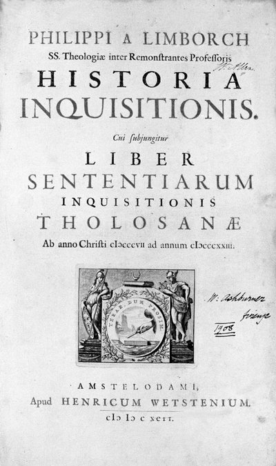 Engizisyon mahkemesi. Frontispice of the History of the Inquisition, Amsterdam 1692. by Unknown artist