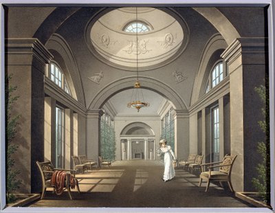 Pavlovsk sarayındaki kuşhanenin içi. Anonim resim. Suluboya ve mürekkep, 19. yüzyıl ortası. Klasisizm. Devlet Açık Hava Müzesi Pavlovsk Sarayı, Saint Petersburg. by Unknown artist