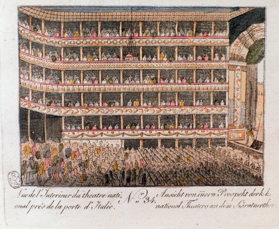 Viyana, Avusturya'daki İtalyan Kapısı yakınlarındaki Ulusal Tiyatro'nun iç görünümü. (Ulusal Tiyatro'nun iç görünümü, Viyana, Avusturya) 1815 Özel Koleksiyon Gravür by Unknown artist